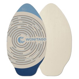 LINGVUM Skimboard with EVA Grip Pad and High Gloss Clear Coat, Wooden Skim Boards for Kids Young and Adults, 35 in, Blue&Navy