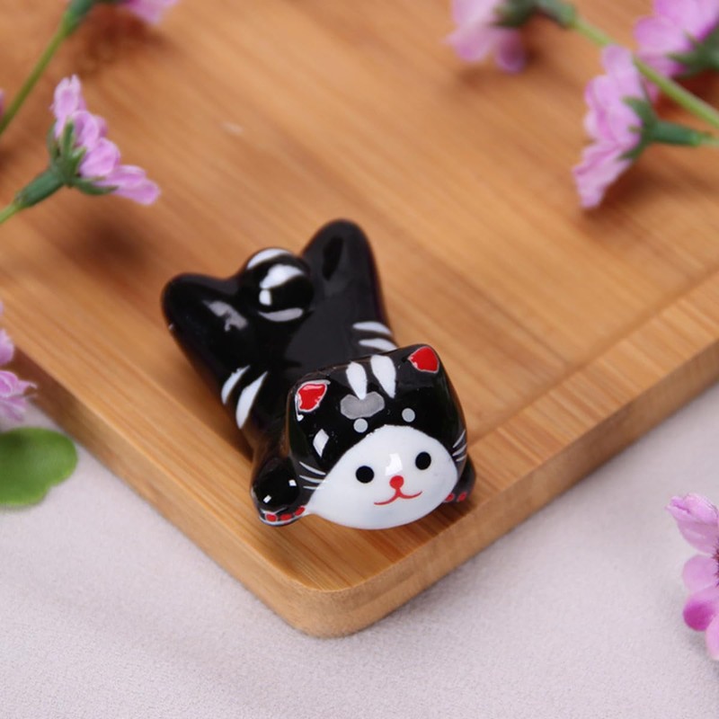 Aimall 5 PCS Lucid Cat Ceramic Chopstick Holder, Durable Everyday