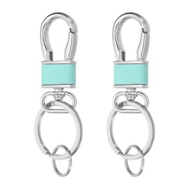 MECCANIXITY 2 Pcs Metal Keychain Key Clip Hook, Key Ring Holder Organizer Swivel Clasp Keyring Leather Key Chain Clips Buckle for Car Accessories Bag Wallet, Dark Purple/Cyan