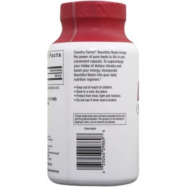 Country Farms Bountiful Beets Root Capsules, Wholefood Beet Extract Superfood, Natural Nitric Oxide Booster, Circulation and Immune Support, 90 Count, 90 Servings