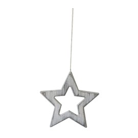 Wooden Decorative Hanging Star with Cord (Grey, 20 cm)