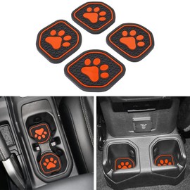 SENSHINE Cup Holder Coaster Inserts for Jeep Wrangler JL JLU Accessories 2018-2021 2022 2023, Cup Mat Pad for Gladiator JT 2020-2022 2023 Interior Decoration Accessories Custom 4 Pcs Kit (Orange Trim)