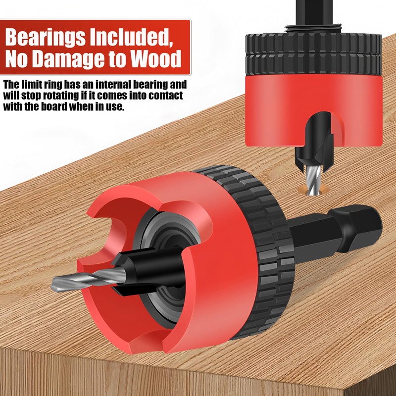 Rodison Countersunk Drill Wood Set, 5-Piece Adjustable Drill Countersink (2.8