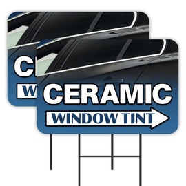 Vista Products Ceramic Window Tint 2 Pack Double-Sided Yard Signs 16" x 24" with Metal Stakes (Made in Texas)