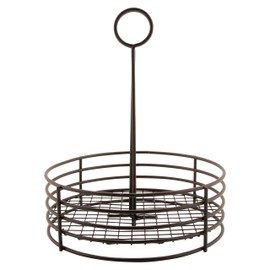 G.E.T. Enterprises Black Round Stainless Steel Condiment Caddy Iron Teflon Coated Table Caddies Collection 4-31850 (Pack of 1)