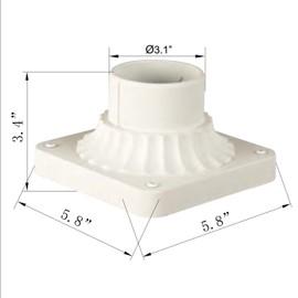 LIT-PaTH Outdoor Post Light Mounting Base, Pier Mount Base with White Finish, 2-Pack