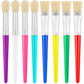 Paint Brushes for Kids, 8 Pcs Toddler Chubby Paint Brushes Bulk Set for Craft, Preschool Washable Kids Paint Brushes for Acrylic Paint Watercolor Paint, Easy to Hold and Clean