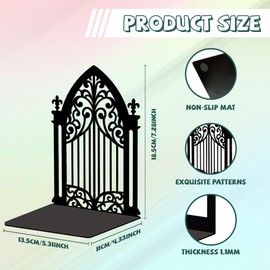 Peacoblue Metal Bookend Stopper Holder Stand for Shelves Decorative, 5.3"x4.3"x7.3" Modern Creative Heavy Duty Study Book End for Desk Shelf, 2 Pair (Gothic Gate)