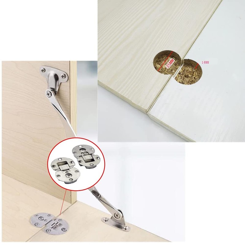 2Pcs 90 Degree Page Turning axis Adjustable Cabinet Door Hidden