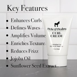 Pete & Pedro Curl Cream - Definer Y Amplificador De Cabello Rizos Hidratantes Para Hombres Y Mujeres | Brillo Natural Y Rizos Y Ondas Fuertes, Reductor De Frizz, Tipos De Cabello Rizado Y Ondulado | S