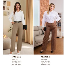 KICZOY Womens Dress Pants Stretchy Business Casual Work Pants Straight Leg Slacks for Office