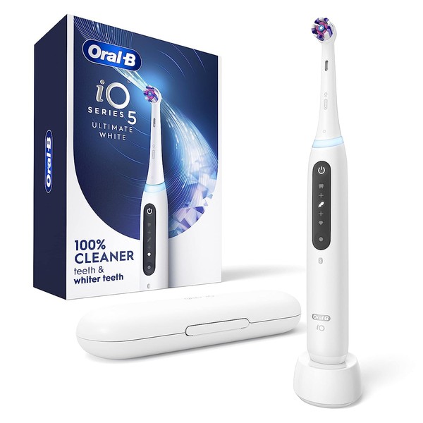 Oral-B iO Series 5 Electric Toothbrush with (1) Ultimate White Brush Head, Rechargeable, White