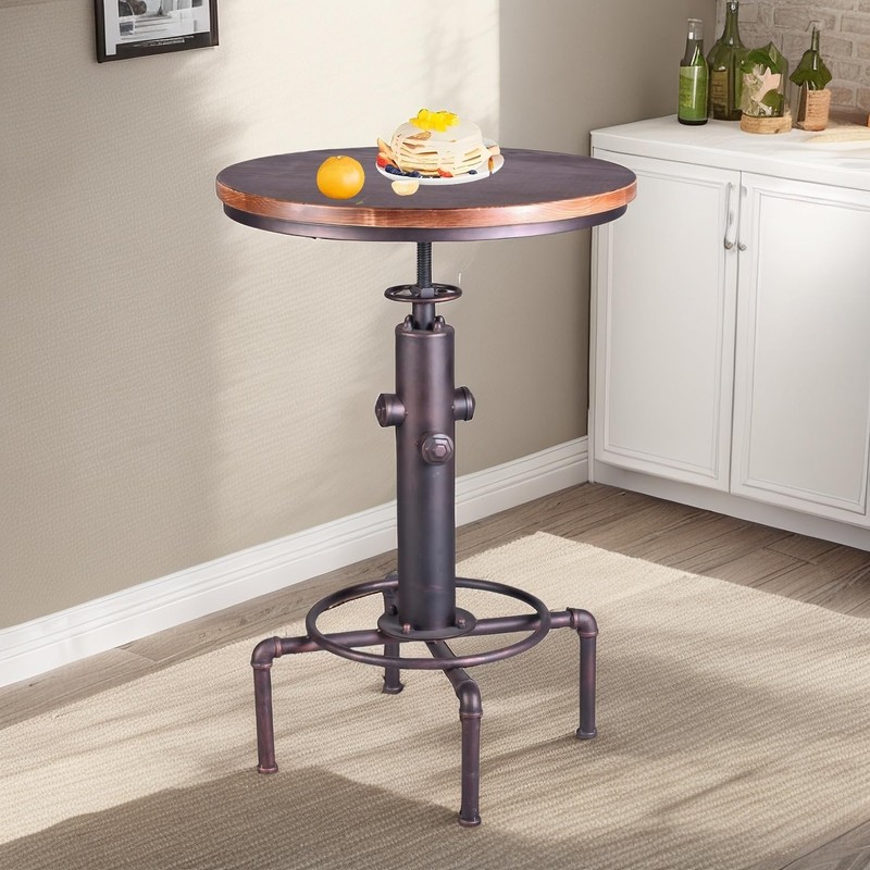 Topower Industrial Bar Table 31.5-41.3" Adjustable Pub Table Kitchen Dining