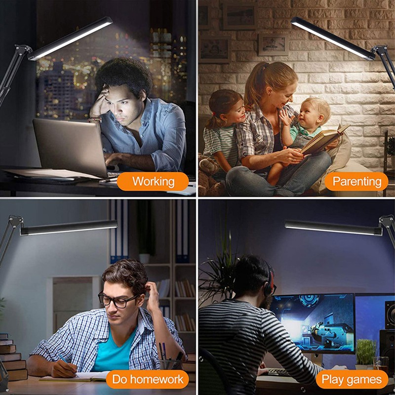 LED Folding Long Arm Eye Protection Reading Desk Lamp USB