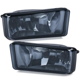 G-PLUS Fog Lights Lamps Assembly Compatible with 2007-2015 Chevy Silverado/tahoe/suburban Smoked Lens Front Bumper Pair + 12V 24W Halogen Bulbs