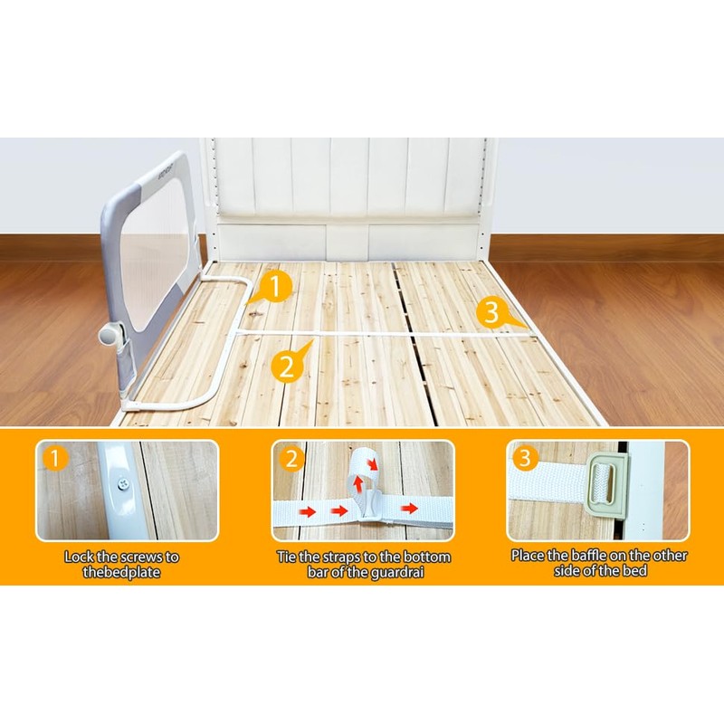 strenkitech Foldable Toddler Bed Rails - Kids Guard Bumper for