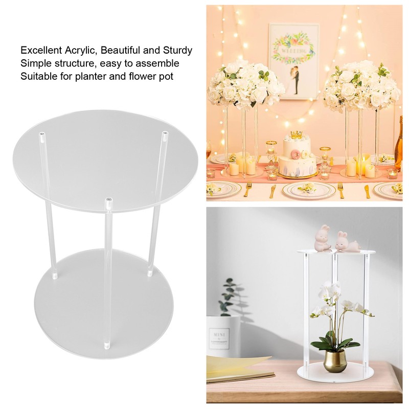 Clear Acrylic Plant Stand Round Top Corner Holder Planter Flower
