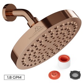 Rainfall Shower Head - 6" High Pressure Shower Heads - 1.8 GPM Shower Heads with Anti-Clog 90 Rubber Jets - 360° Rotation Adjustable Shower Head - Rustproof Bathroom Shower Head - Rose Gold
