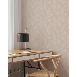 Coloritto Floral Beige Removable Wallpaper Elegant Peel and Stick Branches Wall Decor Minimalistic Self-Adhesive Wallcovering (1 roll 24" W x 144" H)