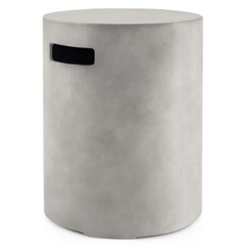 Giantex Propane Tank Cover Table - Outdoor Gas Tank Storage Side Table Fits 20 LBS Propane Gas Tank for Gas Fire Pit Gas Grill Griddle Propane Stoves, Tank Holder with Handles, Hideaway Table, Gray