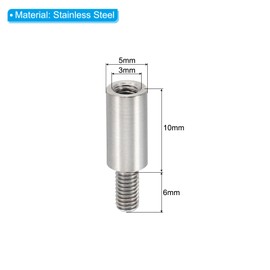 PATIKIL 24pcs M3 Standoffs, M3 10+6mm Spacer Standoffs Steel Threaded Standoffs Screws Kit 3mm ID 5mm OD Metric Male Female Thread Adapters for Circuit Board PCB RC Drones Motherboard