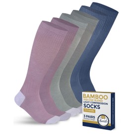 Pembrook Light Compression Socks - 3 Pairs | 8-15 mmHg Light Compression Socks for Women and Men | Light Green, Light Blue, Rose | Circulation Support Mens and Womens Light Compression Socks