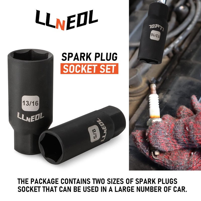 LLNEDL 3/8" Drive Impact Socket Set 95Pcs, Spark Plug Socket