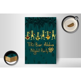 Femer Wooden Sign Alcohol 12 x 18 cm Tiki Bar Aloha Night Party Decoration Sign Wooden Sign