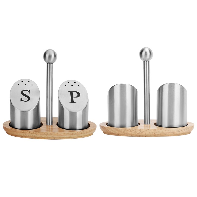 Stainless Steel Condiment Container Pot Seasoning Box Set Spice Pepper