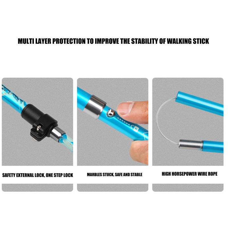 Hiking Pole Aluminium Alloy Telescopic Collapsible Multifunctional Outdoor Walking Stick