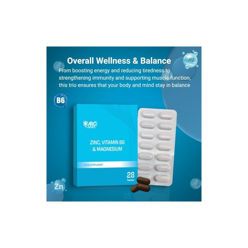 Zinc Magnesium and Vitamin B6 Supplement Tablet for Men and