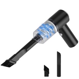 Primiza Handstaubsauger Akku Beutellos,Handstaubsauger stark, Mini Staubsauger Nass und Trocken, Kabellos Autostaubsauger für Auto, Haus(6000PA,120W,7.4V),Schwarz