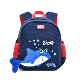 Smart Satchel Backpack, Blue, Pink, Aqua Shark Design, Kids,Toddler, Preschool, Kindergarten (Sapphire Shark-R, Small)
