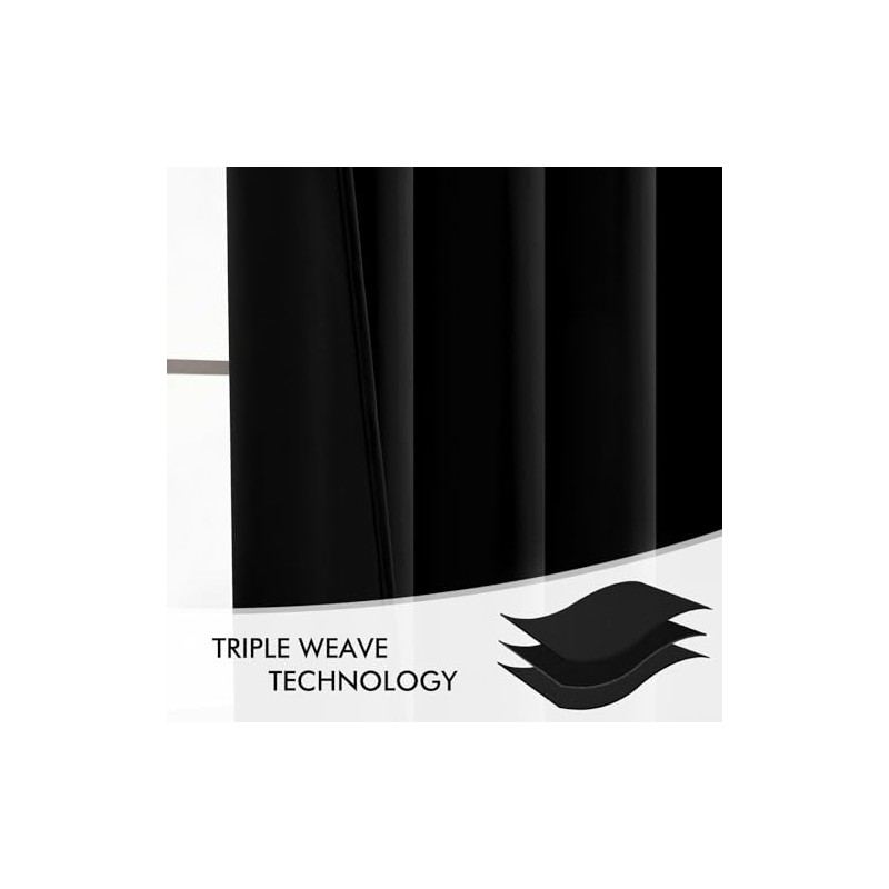 Cortinas opacas MIULEE con pestaña trasera de 267 cm de