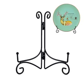 HOPEME 10 Inch Plate Stand for Display, Tabletop Metal Plate Easel, Black Iron Stand Photo Holder for Wedding Place Card, Decorative Plates, Picture Frame, Artwork and Album Card (10 Inch, 1 Pack)