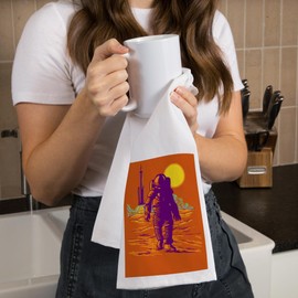 Lantern Press Astronaut and Rocket (100% Cotton Tea Towel, Decorative Hand Towel, for Kitchen and Home)