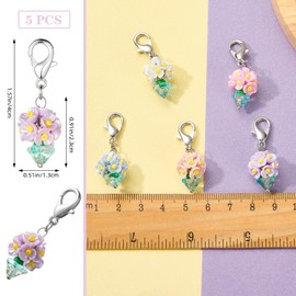 COGCHARGER 10 Pieces 5 Color Bag Purse Keychain Charms for Jewelry Making Flowerpot Glass Pendants with Lobster Claw Clasp for Decoration Necklace Earring DIY Supplies