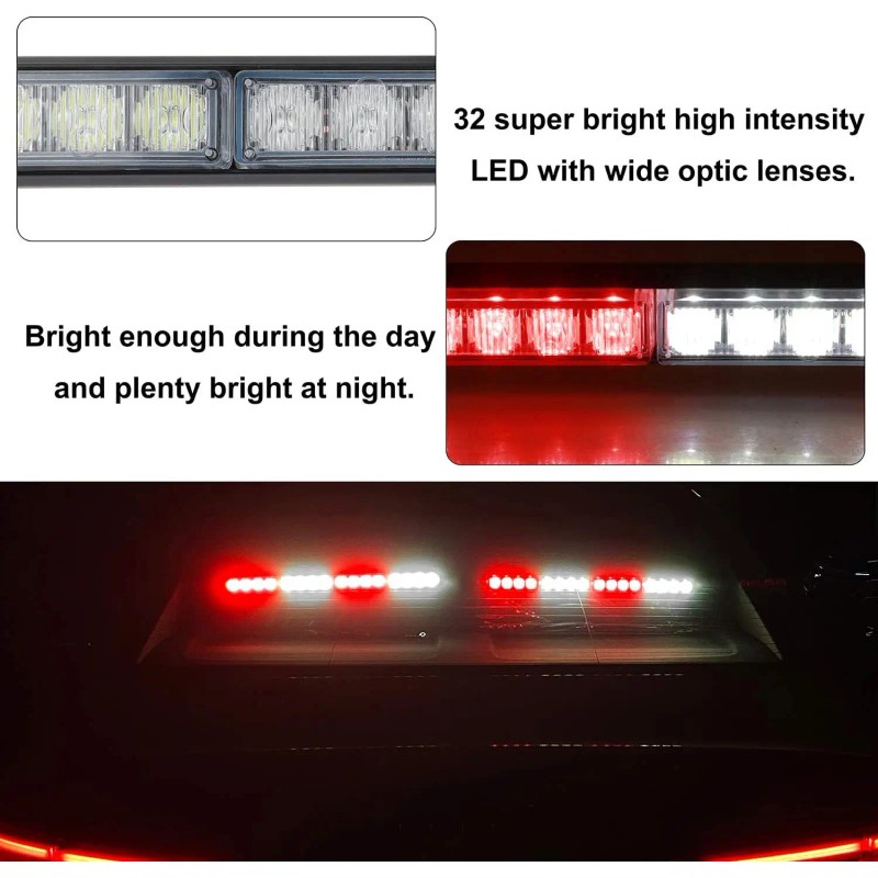 2x16.8 Inch Emergency Flashing LED Traffic Advisor Strobe Light Bar