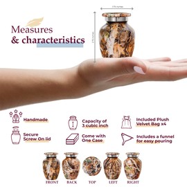 Trupoint Memorials Small Urns for Human Ashes Keepsake, Camouflage and Hunters Decorative Mini Cremation Urn for Adult Men & Women, Set of 4, Brown