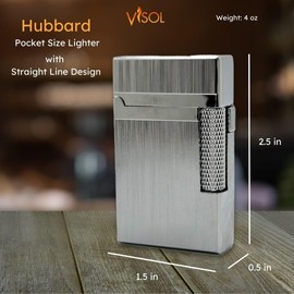 Visol Hubbard Traditional and Torch Flame Refillable Gas Lighter, Flint and Windproof Adjustable Flame Lighter (Shipped Without Butane) (Brushed Stripes Silver)