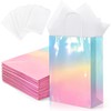MIMIND 24 Pack Iridescent Paper Gift Bags with Handles Holographic