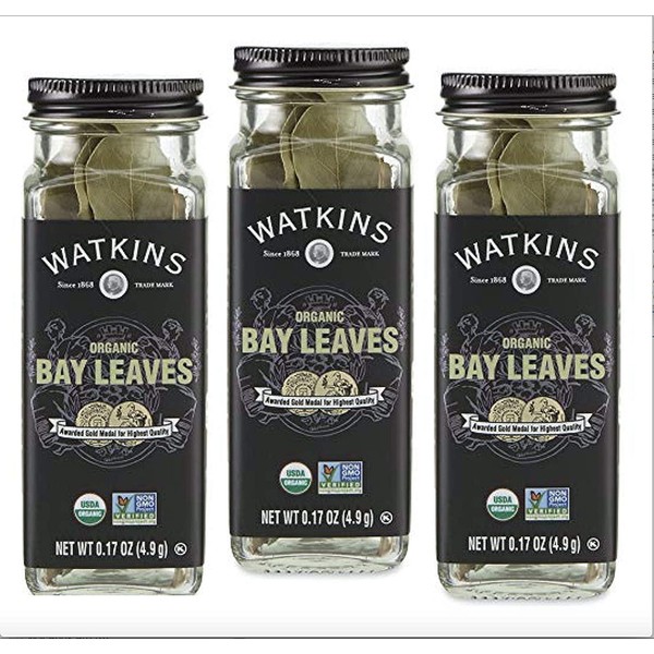 Watkins Gourmet Organic Spice Jar, Bay Leaves, 0.17 Ounce Jar, 3 Count