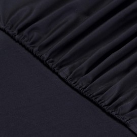 VISION Fitted Sheet 150 x 200 cm Black 100% Cotton 57 Thread Count 4 Elasticated Corners Fitted Sheet 30 cm