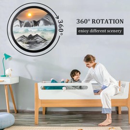 Heuanpte 17.3" Moving Sand Art, 3D Sand Wall Art Sand Art Wall Mounted Rotate Sculpture, 360° Rotate Sand Art Kits Glass Crafts Solid Wood Frame for Relaxing Mood Living Room Decoration,C