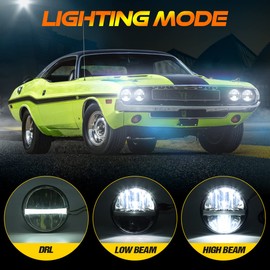 AUDEXEN 4PCS 5.75 Inch LED Headlights with High/Low Beam and DRL Compatible with Kenworth W900 D-odge Challenger Gran Torino P-eterbilt Semi 349 359 Truck Pickup