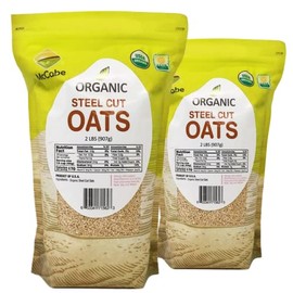 McCabe Organic Steel Cut Oats - Steel Cut Oats Organic | Rich with Fiber & Minerals | USDA and CCOF Certified | Product of USA | 2lbs Pack of 2