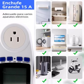 2 Piezas Medidor de consumo electrico, Multifunción Enchufe Del Medidor De Potencia, Pantalla LCD con Luz de Fondo, Protección contra Sobrecarga y 7 Modos de Visualización, Ahorro de energía