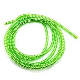 Protector Espiral Estilo Metalico Brillante Cubierta Cable/Protector de Auriculares/Protector Cable de Datos/Funda para Alivio de tensión, 140 cm (Verde)