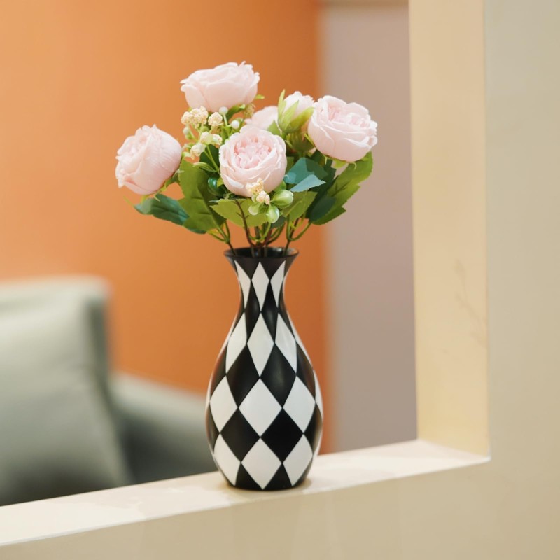 Modern Geometric Polyresin Handmade Vase, Nordic Style Decorative Centrepiece, Living