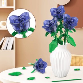 Sopu Bouquet of Roses, Artificial Flowers for Home Décor, Gift for Her or Him for Anniversary Valentine's Day Christmas Mothers Day Birthday Botanical Collection for Home/Office (120Pcs Blue)